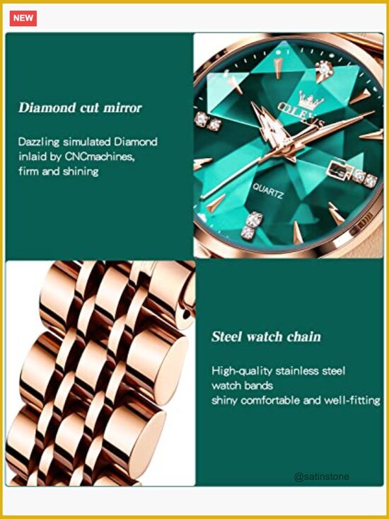 Women\'s Dress Watch Rose Gold Stainless Steel Quartz Date Diamond main image 6